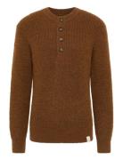 Style Emil C Henley Tops Knitwear Round Necks Brown MUSTANG