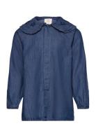 Super Light Denim Blouse W. Embroidery Tops Blouses & Tunics Blue Cope...