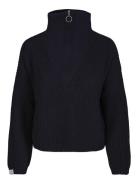 Florie Cotton Zip Knit Sweater Tops Knitwear Jumpers Navy Once Untold