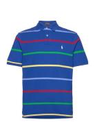 Classic Fit Striped Mesh Polo Shirt Tops Polos Short-sleeved Blue Polo...