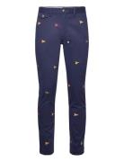 Stretch Slim Fit Embroidered Pant Bottoms Trousers Chinos Navy Polo Ra...