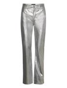 Silver Pu Trousers Bottoms Trousers Flared Silver Gina Tricot