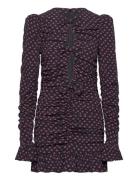 ROTATE Birger Christensen Jacquard Mini Dress Marinblå