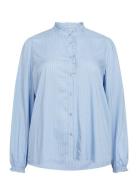 Wa-Elvia 1 Tops Shirts Long-sleeved Blue Wasabiconcept