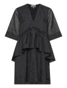 Crinkled Georgette Designers Short Dress Black Ganni