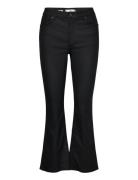 Waxed Flared Cropped Jeans Bottoms Jeans Flares Black Mango
