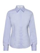 Fitted Cotton Shirt Tops Shirts Long-sleeved Blue Mango