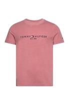 Garment Dye Tommy Logo Tee Tops T-shirts Short-sleeved Pink Tommy Hilf...