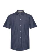Akkurt S/S Chambray Shirt Tops Shirts Short-sleeved Blue Anerkjendt
