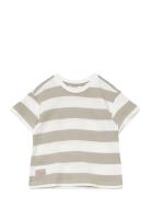 Mango Striped T-Shirt With Drawing Beige