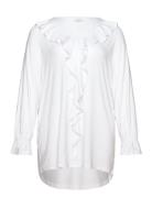 Carclarisa Life V-Neck Frill L/S Top Jrs Tops Blouses Long-sleeved Whi...