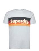 Cali Striped Logo T Shirt Tops T-shirts Short-sleeved Blue Superdry