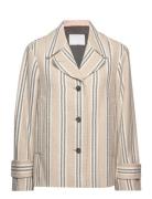 Rakel Jacket Natural Stripe Outerwear Jackets Light-summer Jacket Beig...