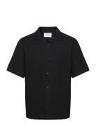 Didcot Ss Shirt Texture Wave Stripe Black Designers Shirts Short-sleev...