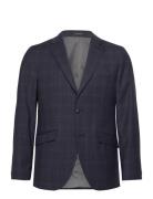 Lindbergh Black Checked Stretch Blazer - Combi Suit Marinblå