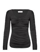 Elle Heart Shaped Jersey Top Tops T-shirts & Tops Long-sleeved Black M...