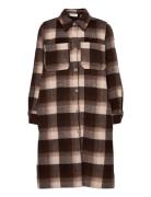 NORR Helia Long Check Shirt Brun