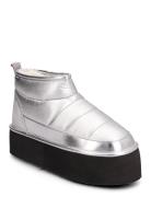 Biasnow Flatform Quilted Nylon Shoes Wintershoes Silver Bianco