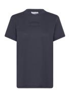Thin Jersey Designers T-shirts & Tops Short-sleeved Navy Ganni