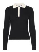 Knitted Polo Neck Sweater Tops T-shirts & Tops Polos Black Mango
