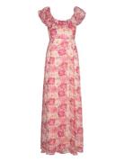 By Ti Mo Dotted Georgette Maxi Dress Rosa