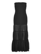 ROTATE Birger Christensen Chiffon Strapless Dress Svart