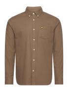 Plain Flannel Shirt Tops Shirts Casual Khaki Green Lyle & Scott