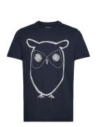 Alder Big Owl Tee - Gots/Vegan Tops T-shirts Short-sleeved Blue Knowle...