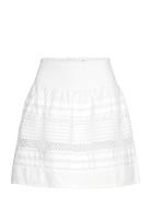 Lauren Ralph Lauren Lace-Trim Cotton Broadcloth Miniskirt Vit