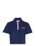 Crop Zip Polo Shirt Sport T-shirts & Tops Polos Navy Adidas Originals
