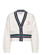 Icon Cable V-Nk Cardigan Tops Knitwear Cardigans White Tommy Hilfiger