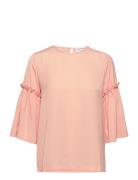 Recycled Polyester Blouse Tops Blouses Long-sleeved Pink Rosemunde