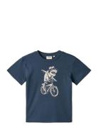T-Shirt S/S Kristian Tops T-shirts Short-sleeved Navy Wheat
