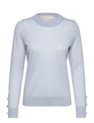 Merino Button Slv Ls Swtr Tops Knitwear Jumpers Blue Michael Kors