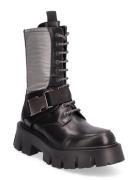 Mega Chunky Buckle Shoes Boots Ankle Boots Laced Boots Black Apair