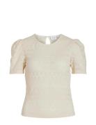 Vila Vichikka Puff O-Neck S/S Top - Noos Kräm