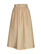 Mschaldis Skirt Knälång Kjol Beige MSCH Copenhagen