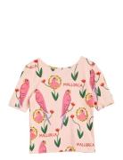 Mini Rodini Parrots Aop Ballet Ss Tee Rosa