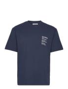 Nigel Boxy Real Print Ss Tops T-shirts Short-sleeved Navy Gabba