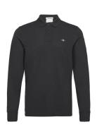 Reg Shield Ls Pique Polo Tops Polos Long-sleeved Black GANT