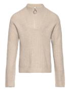 Nkftimulle Ls Short Half Zip Knit Tops Knitwear Pullovers Beige Name I...