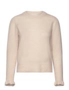 Slfsia Ras Ls Knit Frill Cuff O-Neck B Tops Knitwear Jumpers Beige Sel...