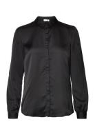 Vila Viellette Satin L/S Shirt - Noos Svart