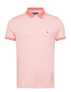 Mouline Tipped Slim Polo Tops Polos Short-sleeved Pink Tommy Hilfiger