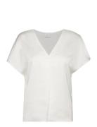 Vila Viellette V-Neck S/S Satin Top - Noos Vit