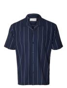Slhreg-West Shirt Ss Resort Camp Tops Shirts Short-sleeved Navy Select...