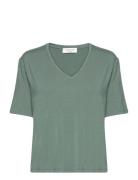 Rosemunde Rwbiarritz Ss V-Neck T-Shirt Khaki Green