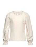 Top With Woven Sleeves Tops T-shirts Long-sleeved T-shirts Cream Linde...