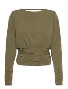 Gina Tricot Draped Back Top Khaki Green