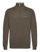 Cotton Pique Half Zip Tops Knitwear Half Zip Jumpers Khaki Green GANT